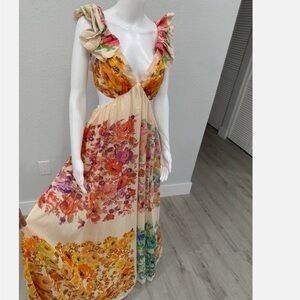 ZIMMERMANN Raie Cutout Ruffled Maxi Dress size small